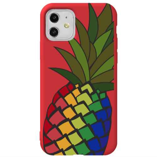 Apple iPhone 11  Pineapple 2 Red Colored Silicone TPU Θήκη