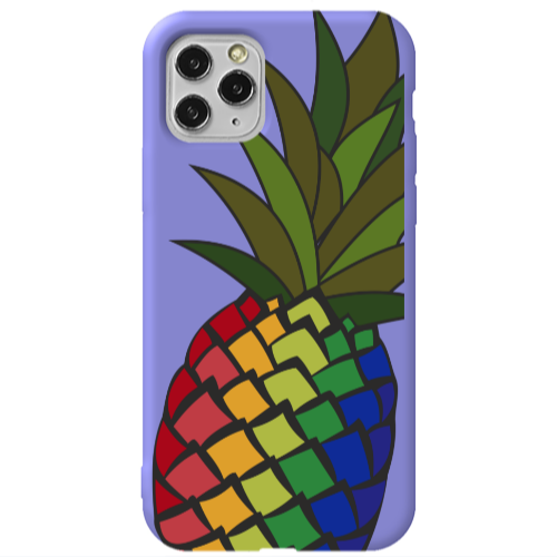 Apple iPhone 11 Pro Pineapple 2 Purple Colored Silicone TPU Θήκη