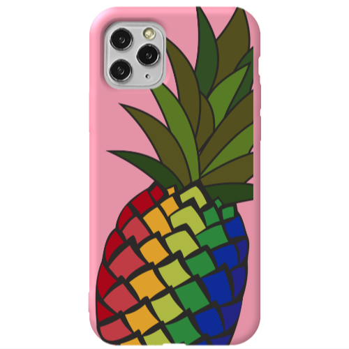 Apple iPhone 11 Pro Pineapple 2 Pink Colored Silicone TPU Θήκη