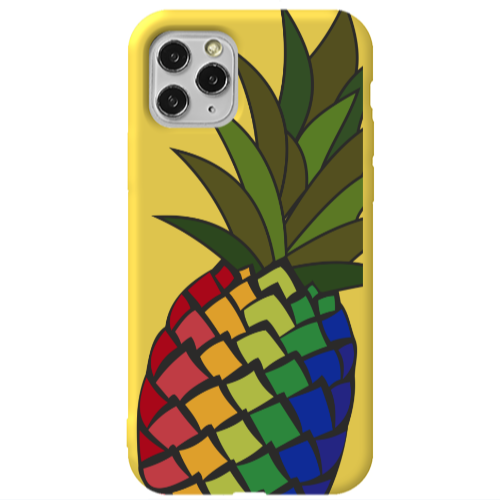 Apple iPhone 11 Pro Pineapple 2 Yellow Colored Silicone TPU Θήκη