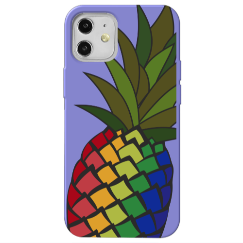 Apple iPhone 12 Pineapple 2 Purple Colored Silicone TPU Θήκη