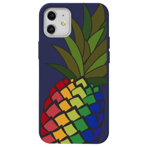 Apple iPhone 12 Pineapple 2 Dark blue Colored Silicone TPU Θήκη