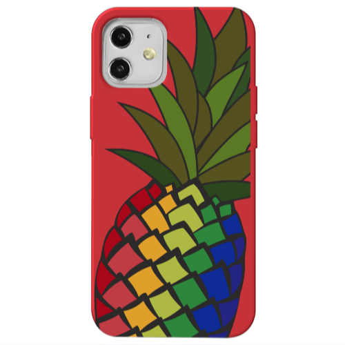 Apple iPhone 12 Pineapple 2 Red Colored Silicone TPU Θήκη
