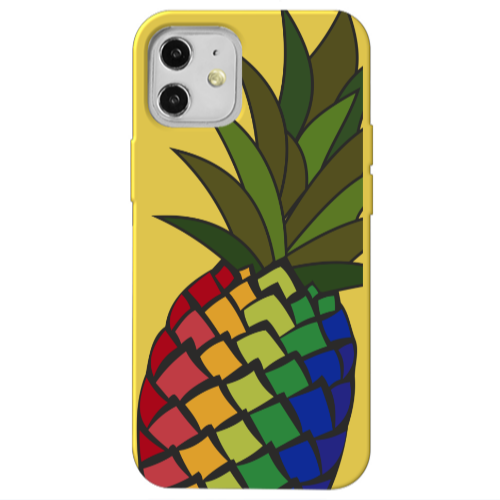 Apple iPhone 12 Pineapple 2 Yellow Colored Silicone TPU Θήκη