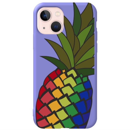 Apple iPhone 13 Pineapple 2 Purple Colored Silicone TPU Θήκη