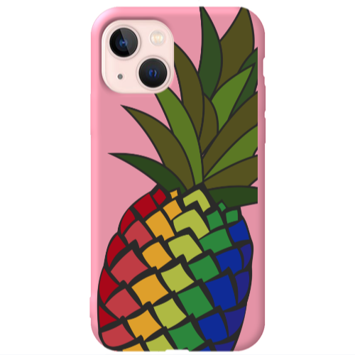 Apple iPhone 13 Pineapple 2 Pink Colored Silicone TPU Θήκη
