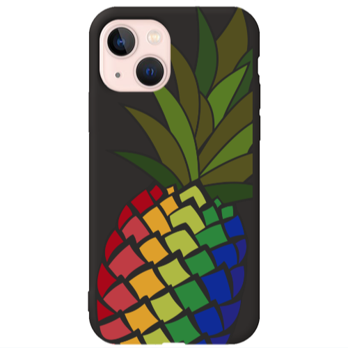 Apple iPhone 13 Pineapple 2 Black Colored Silicone TPU Θήκη