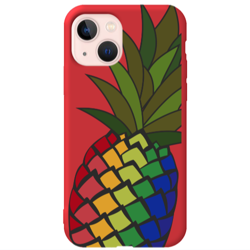 Apple iPhone 13 Pineapple 2 Red Colored Silicone TPU Θήκη
