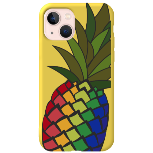 Apple iPhone 13 Pineapple 2 Yellow Colored Silicone TPU Θήκη