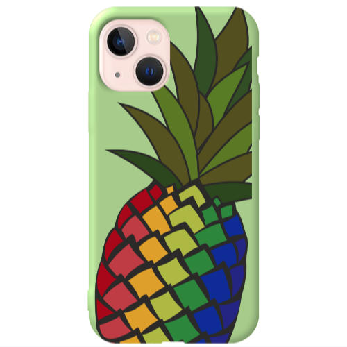 Apple iPhone 13 Pineapple 2 Light Green Colored Silicone TPU Θήκη