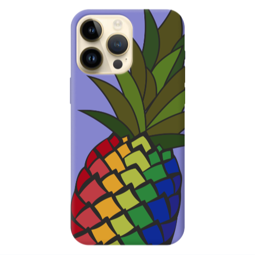 Apple iPhone 13 Pro Max Pineapple 2 Purple Colored Silicone TPU Θήκη