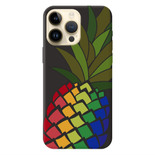 Apple iPhone 13 Pro Max Pineapple 2 Black Colored Silicone TPU Θήκη