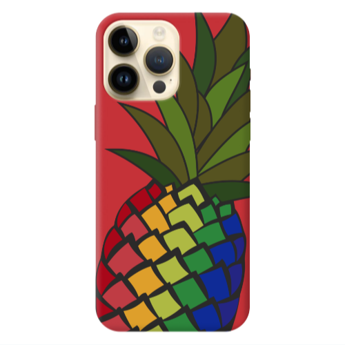Apple iPhone 13 Pro Max Pineapple 2 Red Colored Silicone TPU Θήκη