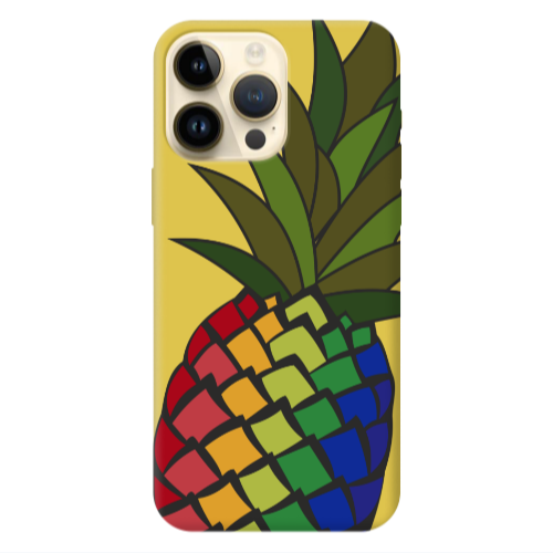 Apple iPhone 13 Pro Max Pineapple 2 Yellow Colored Silicone TPU Θήκη