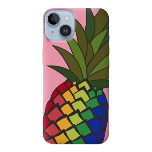 Apple iPhone 14  Pineapple 2 Pink Colored Silicone TPU Θήκη