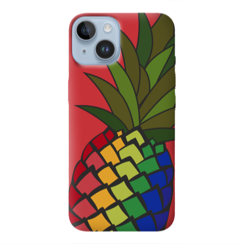 Apple iPhone 14 Plus Pineapple 2 Red Colored Silicone TPU Θήκη