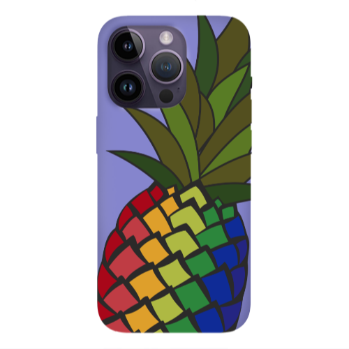 Apple iPhone 14 Pro  Pineapple 2 Purple Colored Silicone TPU Θήκη