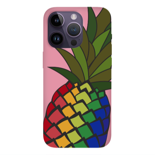 Apple iPhone 14 Pro  Pineapple 2 Pink Colored Silicone TPU Θήκη
