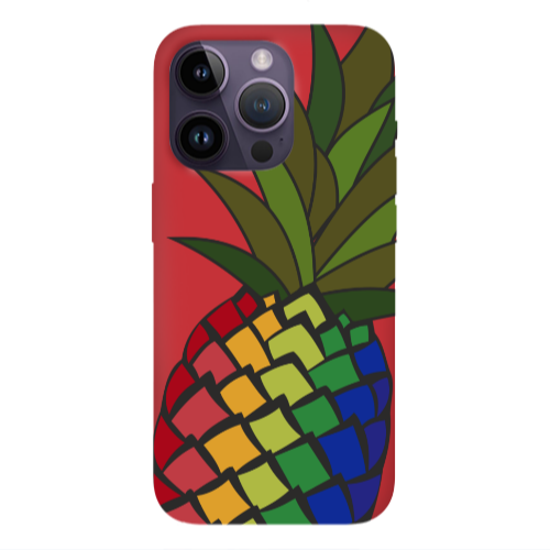 Apple iPhone 14 Pro  Pineapple 2 Red Colored Silicone TPU Θήκη