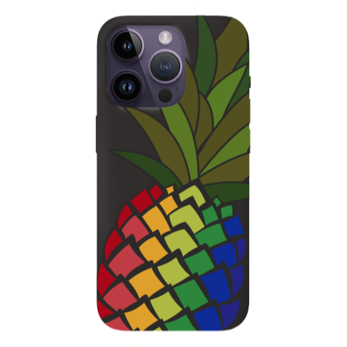 Apple iPhone 14 Pro Max Pineapple 2 Black Colored Silicone TPU Θήκη