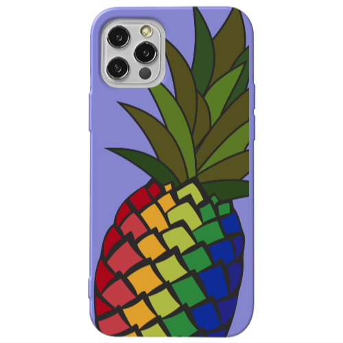 Apple iPhone 13 Pro Pineapple 2 Purple Colored Silicone TPU Θήκη