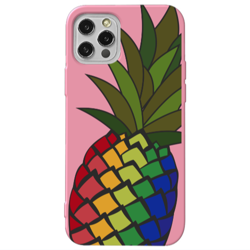 Apple iPhone 13 Pro Pineapple 2 Pink Colored Silicone TPU Θήκη