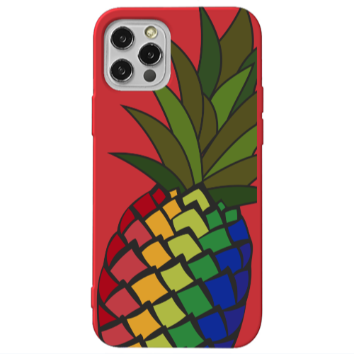 Apple iPhone 13 Pro Pineapple 2 Red Colored Silicone TPU Θήκη