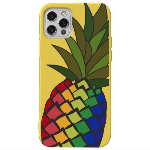 Apple iPhone 13 Pro Pineapple 2 Yellow Colored Silicone TPU Θήκη