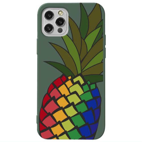 Apple iPhone 13 Pro Pineapple 2 Dark Green Colored Silicone TPU Θήκη
