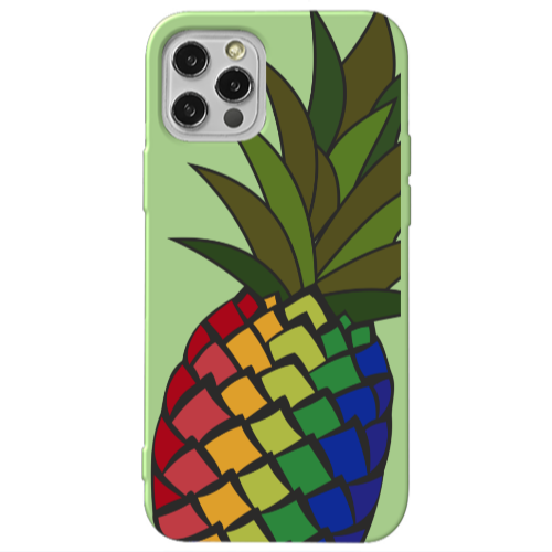Apple iPhone 12 Pro Pineapple 2 Light Green Colored Silicone TPU Θήκη