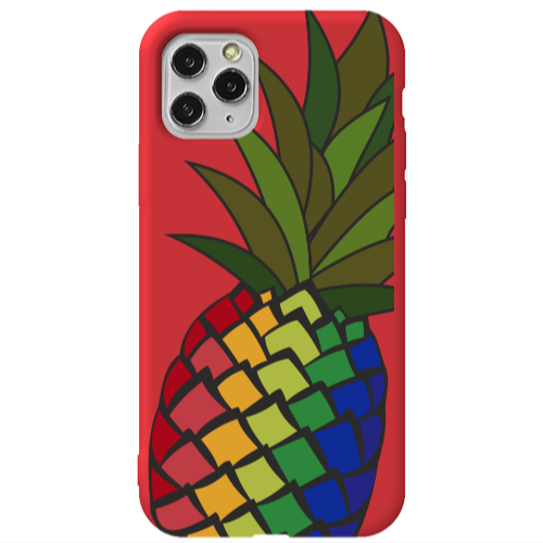 Apple iPhone 11 Pro Max Pineapple 2 Red Colored Silicone TPU Θήκη