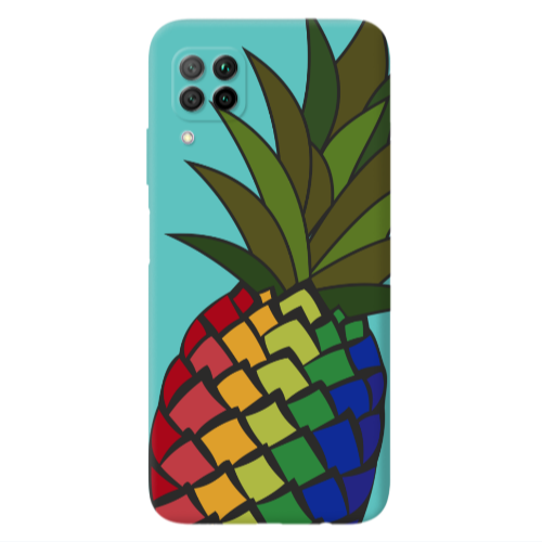 Huawei P40 Lite Pineapple 2 Turquoise Colored Silicone TPU Θήκη