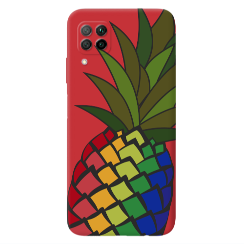 Huawei P40 Lite Pineapple 2 Red Colored Silicone TPU Θήκη