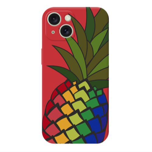 Apple iPhone 15 Pineapple 2 Red Colored Silicone TPU Θήκη