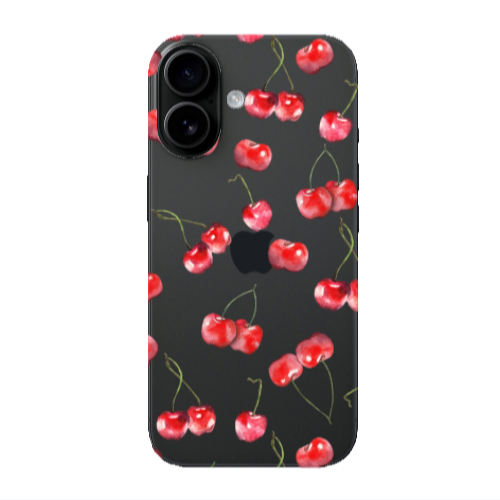 Apple Iphone 16 plus Cherries Transparent Silicone TPU Θήκη