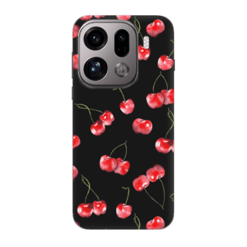 Oppo Find X9 Pro Cherries Black Colored Silicone TPU Θήκη