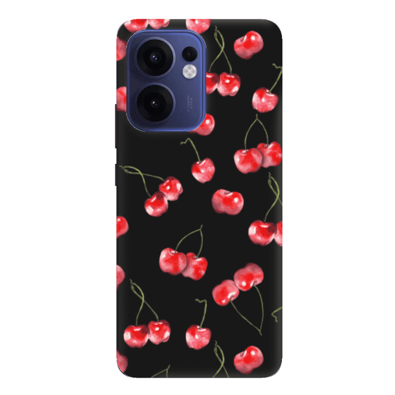 Oppo Reno13 FS Cherries Black Colored Silicone TPU Θήκη