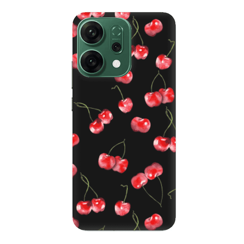 Oppo RENO 14 Cherries Black Colored Silicone TPU Θήκη