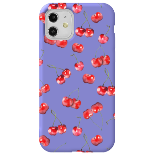 Apple iPhone 11  Cherries Purple Colored Silicone TPU Θήκη