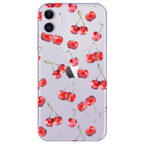 Apple iPhone 11  Cherries Transparent Silicone TPU Θήκη