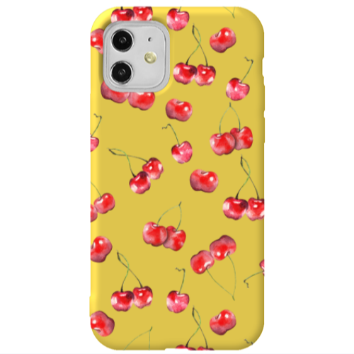 Apple iPhone 11  Cherries Yellow Colored Silicone TPU Θήκη