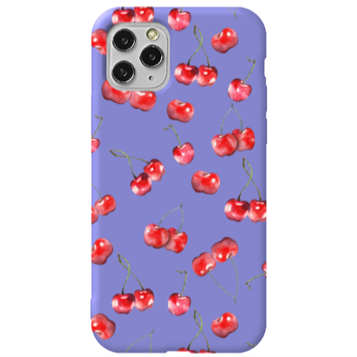Apple iPhone 11 Pro Cherries Purple Colored Silicone TPU Θήκη