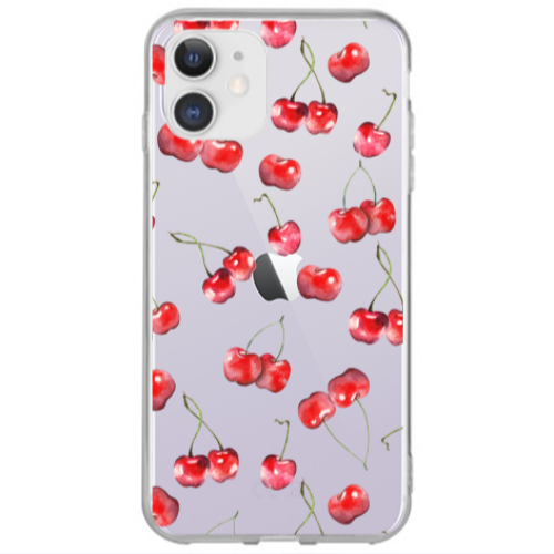 Apple iPhone 12 Cherries Transparent Silicone TPU Θήκη