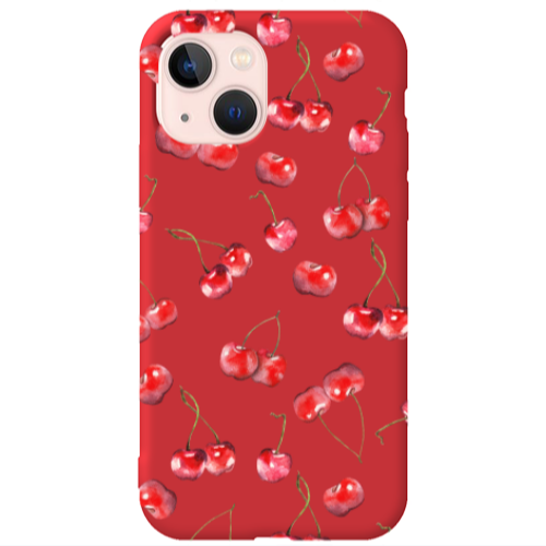 Apple iPhone 13 Cherries Red Colored Silicone TPU Θήκη