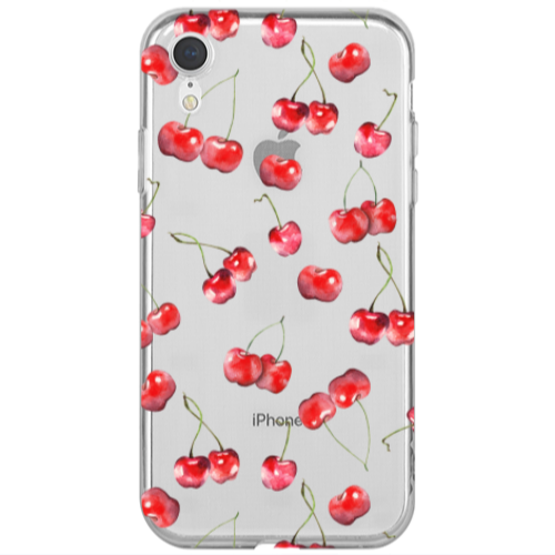 Apple iPhone Xr Cherries Transparent Silicone TPU Θήκη