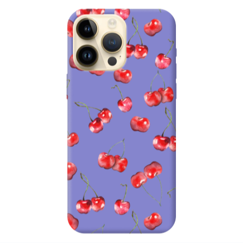 Apple iPhone 13 Pro Max Cherries Purple Colored Silicone TPU Θήκη