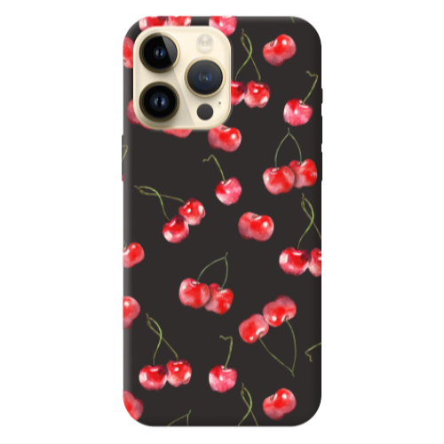 Apple iPhone 13 Pro Max Cherries Black Colored Silicone TPU Θήκη