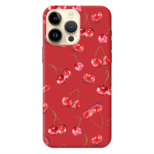 Apple iPhone 13 Pro Max Cherries Red Colored Silicone TPU Θήκη