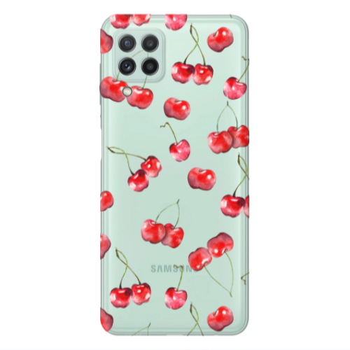 Samsung A22 4G Cherries Transparent Silicone TPU Θήκη