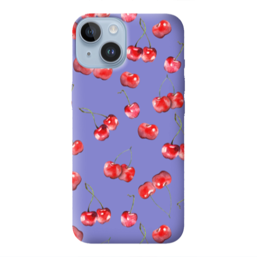 Apple iPhone 14  Cherries Purple Colored Silicone TPU Θήκη